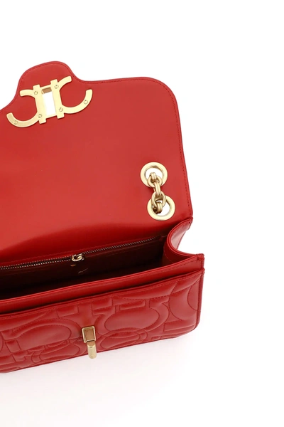 Shop Ferragamo Quilted Gancini Shoulder Bag In Red