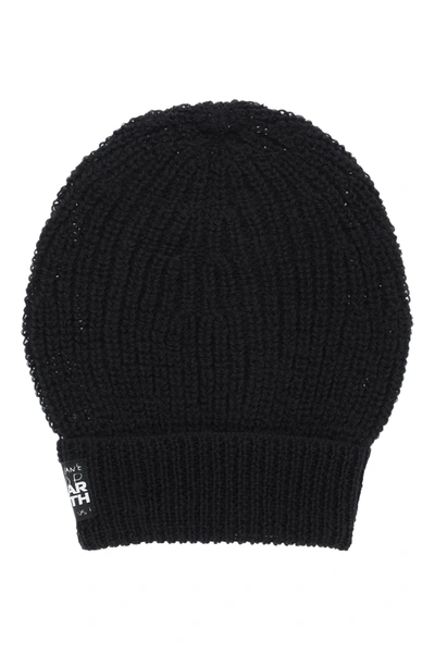 Shop Raf Simons Wool Beanie Slogan Patch In Black