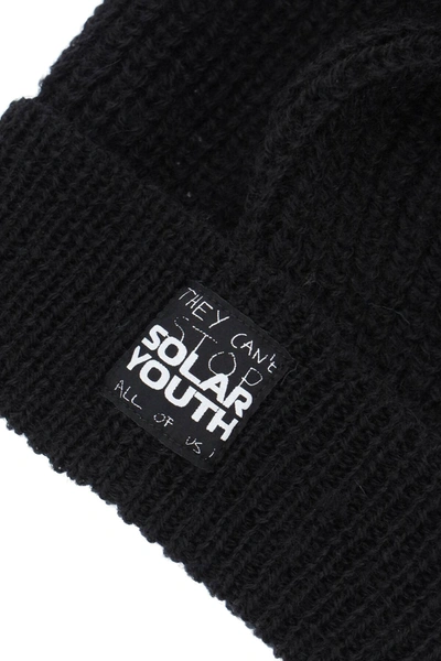 Shop Raf Simons Wool Beanie Slogan Patch In Black