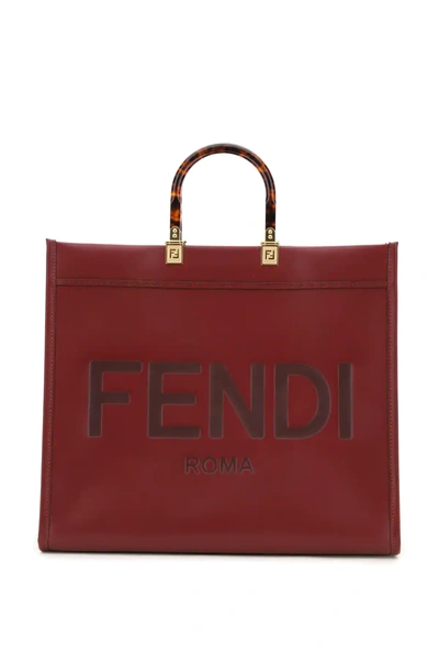 Shop Fendi Sunshine Medium Tote Bag In Red,purple
