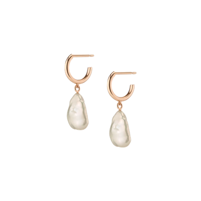 Shop Aurate Organic Pearl Drop Huggie Earrings In Gold/ Pink