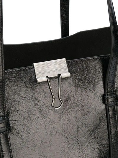 Shop Off-white Binder Leather Shopping Bag In Black