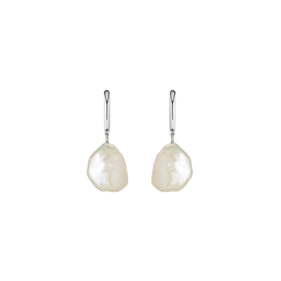 Shop Aurate Organic Pearl Drop Huggie Earrings In Gold/ White