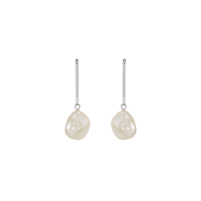 Shop Aurate Organic Pearl Drop Rectangle Hoop Earrings In Gold/ White