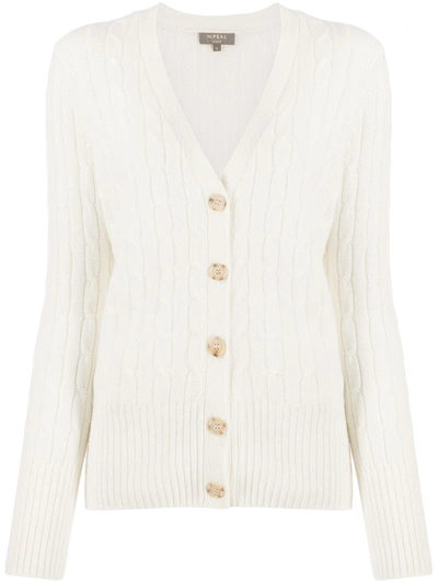 N•peal Cable-knit Cashmere Cardigan In Neutrals
