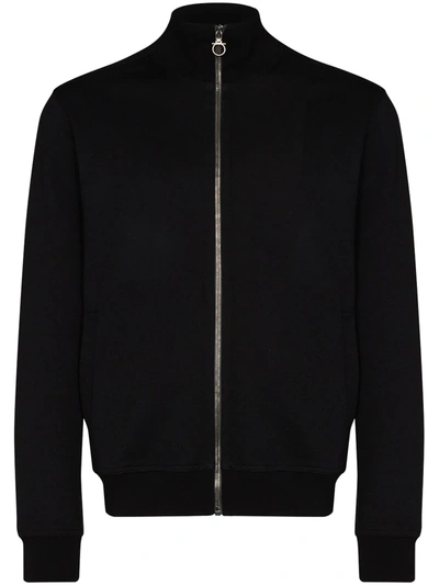 Shop Ferragamo High-neck Zip-up Sweatshirt In Black