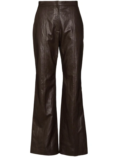 Shop Lvir High-waisted Bootcut Trousers In Brown