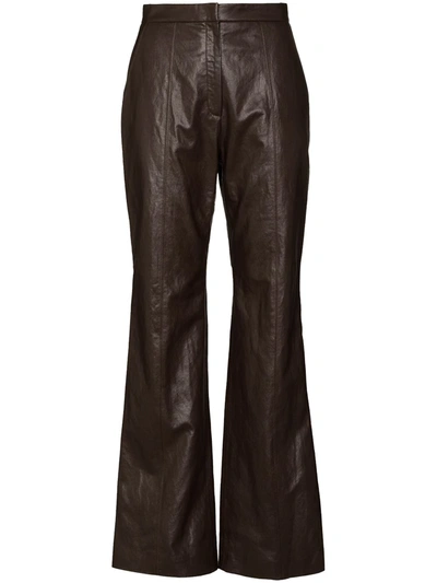 Lvir Brown Grained Faux-leather Pants In Brown