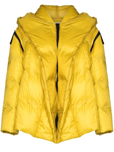 Shop Issey Miyake Detachable-sleeve Zip-up Puffer Jacket In Yellow
