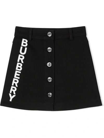 Shop Burberry Logo-print A-line Skirt In Black