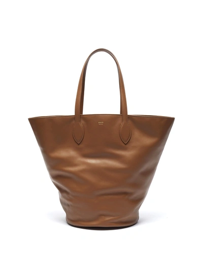 Shop Khaite Osa' Medium Circlular Leather Tote In Brown