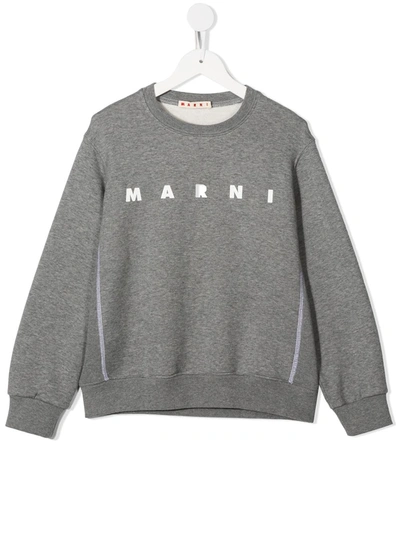 Shop Marni Logo Print Sweatshirt In Grey