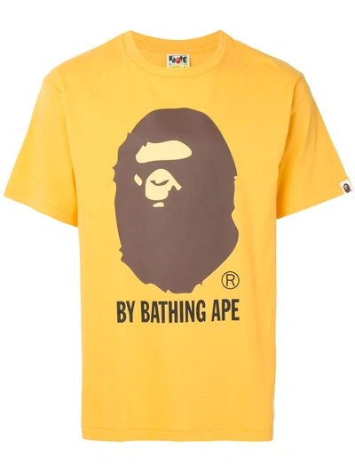 Shop A Bathing Ape Graphic-print Crew Neck T-shirt In Yellow