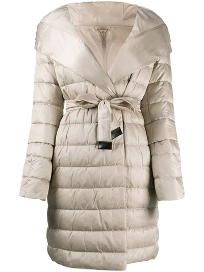 Shop Max Mara The Cube Long-sleeve Padded Coat In Neutrals