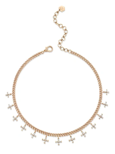 Shay 18kt Rose Gold Diamond Baby Don't Cross Me Link Necklace In Gold