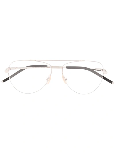 Shop Fendi Aviator-frame Glasses In Silver