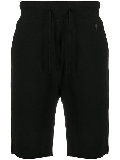 Shop Allsaints Embroidered-logo Track Shorts In Black