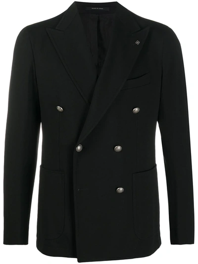 Shop Tagliatore Double-breasted Fitted Blazer In Black