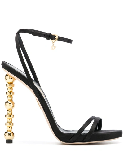 Shop Dsquared2 Structured Heel Strappy Sandals In Black