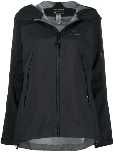 Shop Arc'teryx Zip-up Logo Print Jacket In Black