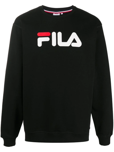 Shop Fila Logo Print Sweatshirt In Black