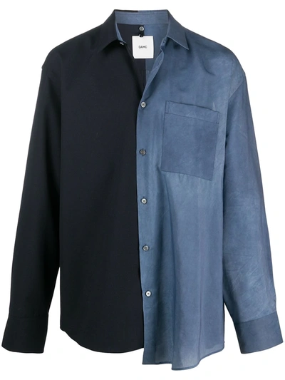 Shop Oamc Two-tone Button-up Shirt In Blue