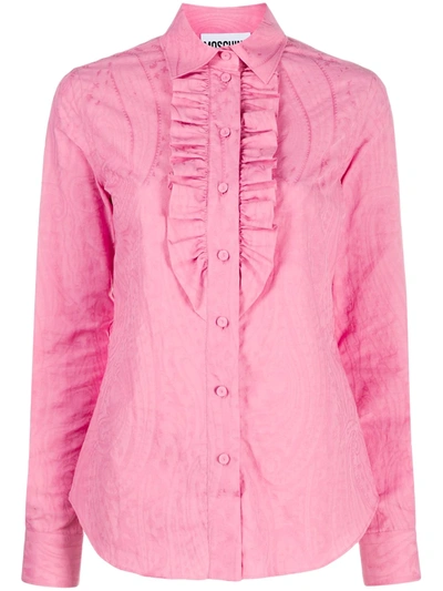 Shop Moschino Jacquard-woven Shirt In Pink