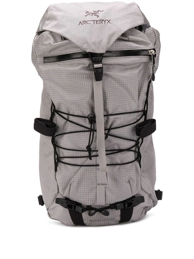 Shop Arc'teryx Logo Print Buckled Backpack In Grey
