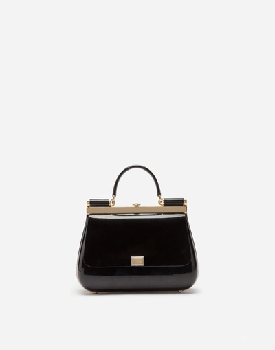 Shop Dolce & Gabbana Sicily Box Bag In Sint Glass In Black