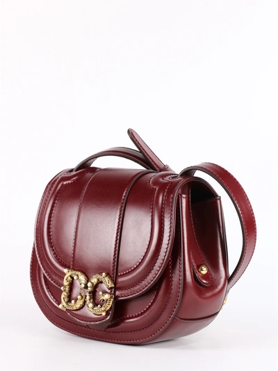 Shop Dolce & Gabbana Dg Amore Bag Mini In Burgundy