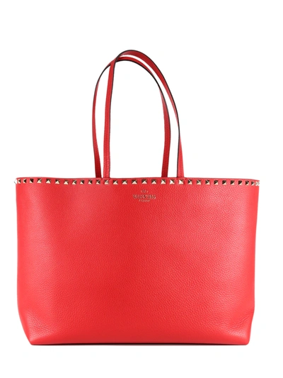 Shop Valentino Rockstud Shopping Bag Red