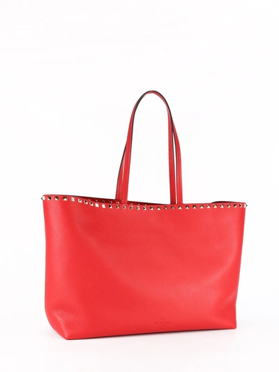 Shop Valentino Rockstud Shopping Bag Red