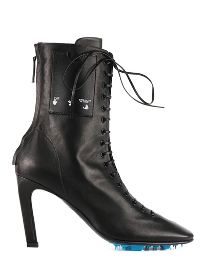 Shop Off-white Leather Ankle Boots Black