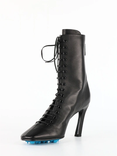 Shop Off-white Leather Ankle Boots Black