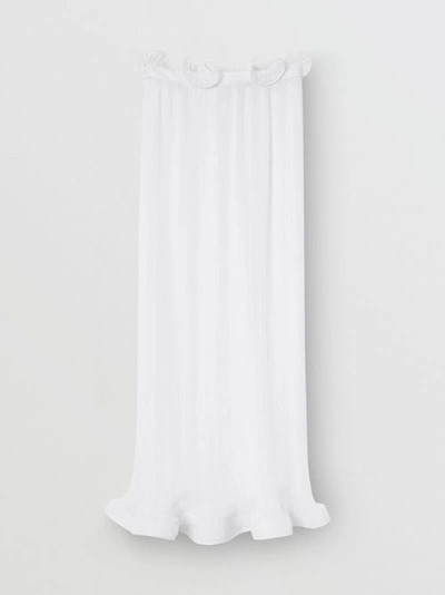 Shop Burberry Ruffle Detail Chiffon Plissé Skirt In Optic White