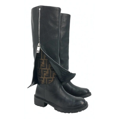 Pre-owned Fendi Black Leather Boots