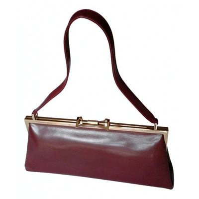 Pre-owned Sergio Rossi Leather Handbag In Burgundy