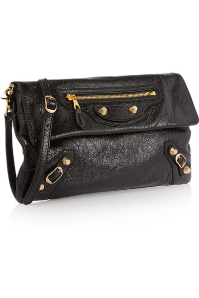 Shop Balenciaga Envelope Textured-leather Shoulder Bag In Black