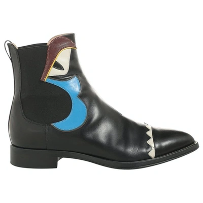 Pre-owned Fendi Black Leather Ankle Boots