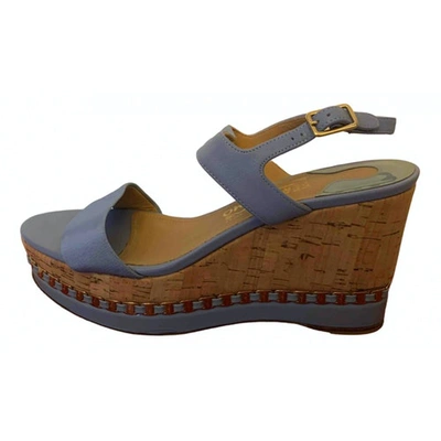 Pre-owned Ferragamo Blue Tweed Sandals