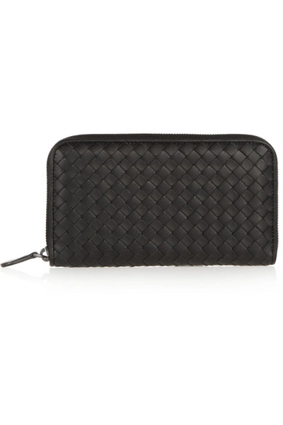 Shop Bottega Veneta Intrecciato Leather Continental Wallet In Black