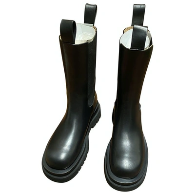 Pre-owned Bottega Veneta Storm Black Leather Ankle Boots