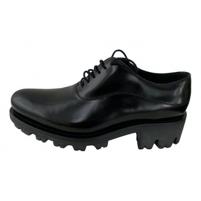 Pre-owned Prada Monolith  Black Leather Lace Ups