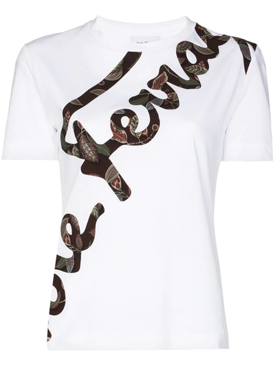 Shop Ferragamo Leaf Logo-print T-shirt In White