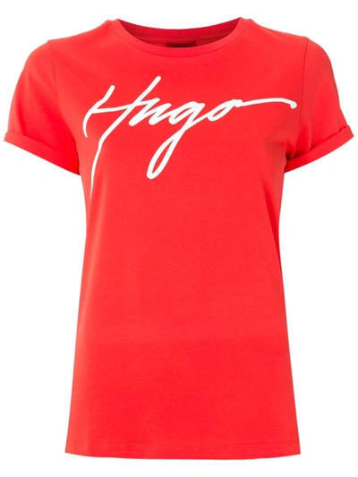 Shop Hugo Logo Print T-shirt In Red
