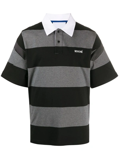 Shop Koché Horizontal-stripe Polo Shirt In Black