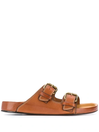 Shop Isabel Marant Lennyo Leather Sandals In Brown