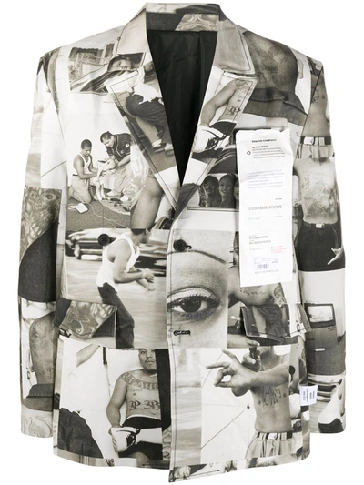 Shop Kids Of Broken Future Graphic Photo Print Blazer Jacket In Grey