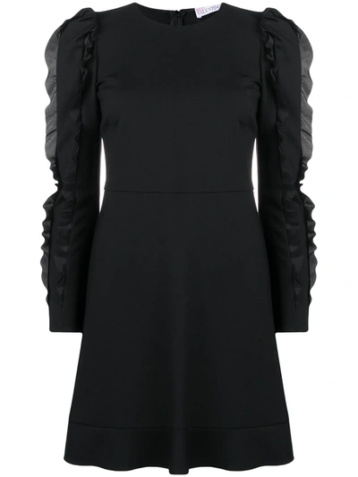 Shop Red Valentino Ruffle-embellished Dress In Black