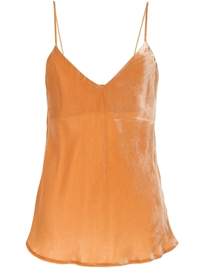 Shop Mes Demoiselles Velvet Camisole In Brown